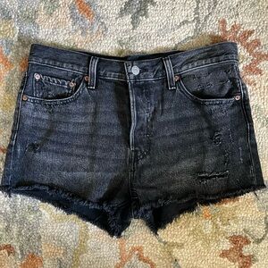 Levi’s 501 washed black denim shorts